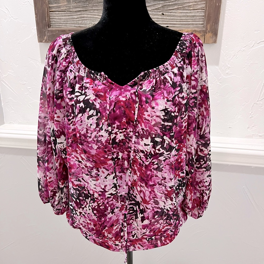 WHBM Floral LS Top